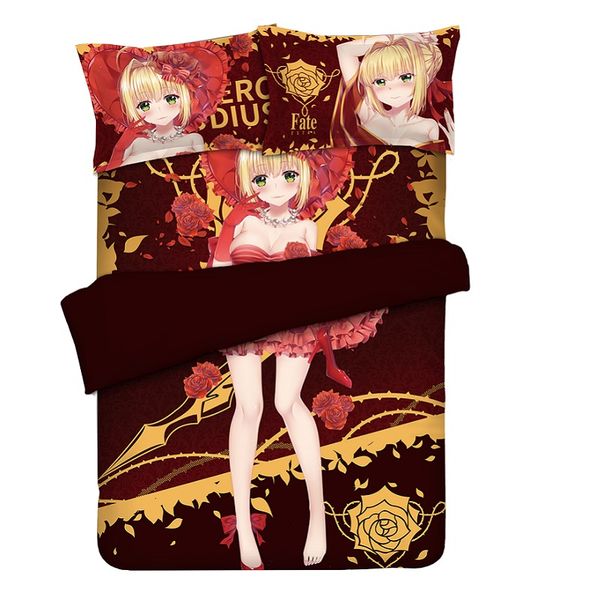 

japanese anime selling bed setting bed sheet/duvet cover/two pillowcases bedding linen 4pcs set