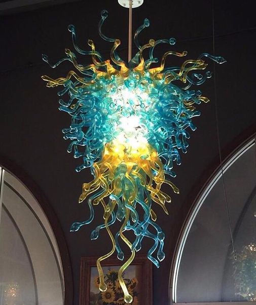 

modern handmade blown glass chandelier blue and amber color art chandelier lighting for home l lobby decor