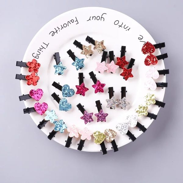 

20pcs gilter small hair clips candy color cute baby girls barrettes star heart flower kids hair accessories hairgrips wholesale, Slivery;white