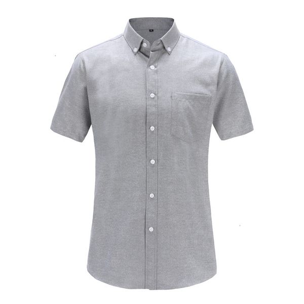 

jeetoo 2019 new summer men shirts male short sleeved oxford solid color gray wine cotton slim fit men's business casual shirt, White;black