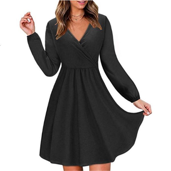 

благородный элегантный длинным рукавом v шеи полиэстер vadim женщины зимняя мода платье, Black;pink