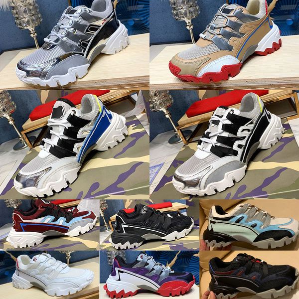 

dhl 20ss mens designer climbers sneaker in leather and fabric mirror-effect luxury designer shoes men women with box, Black