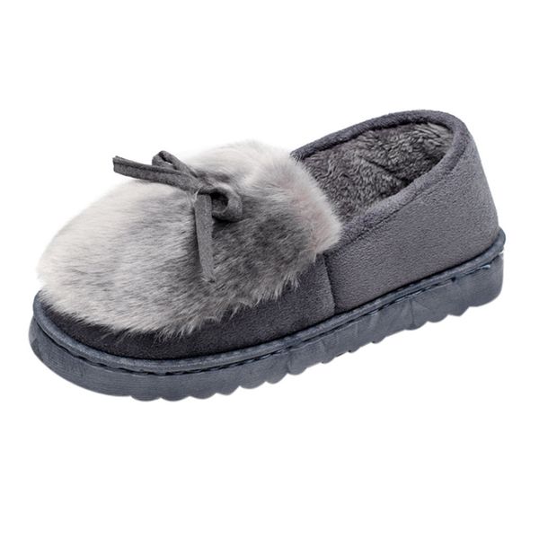 

chinelo feminino pantuflas de mujer bowknot warm women flats shoes snow women autumn winter shoes fashion, Black