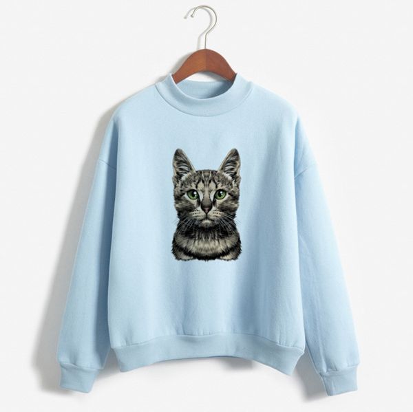

long sleeve o-neck fleece 2019 women sweatshirts hoodies cats printed casual pullover cute m-xxl harajuku hoodies white, Black