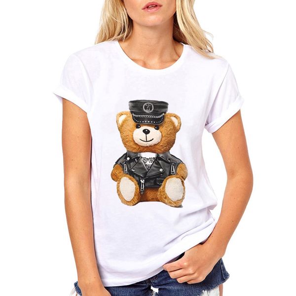 

super tees cute vogue police women tshirt korean short sleeve clothes tee ulzzang cartoon t-shirts for girl size s-3xl, White
