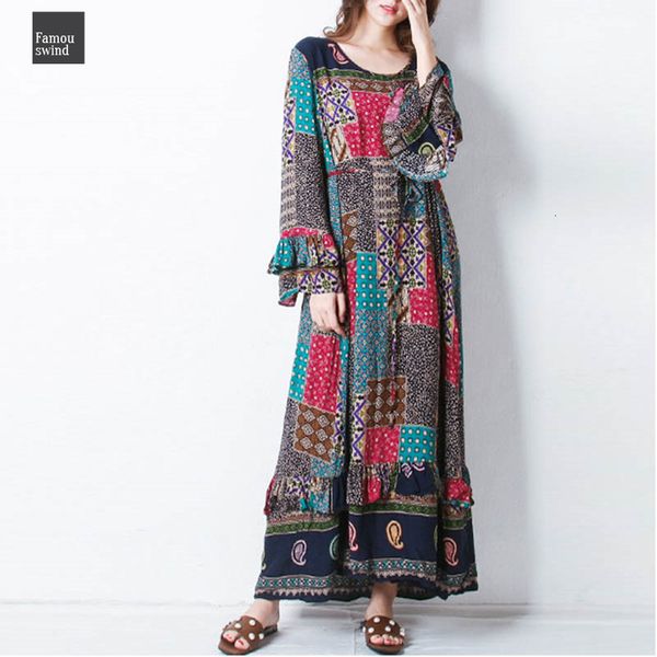 

геометрическая printed платье 2019 шею длинного рукава мода длинного flare рукав коктейль бич длинного платье платье плюс размер, Black;gray