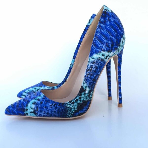 

keshangjia 2018 new arrive women shoes blue snake printed stilettos high heels 12cm/10cm/8cm pointed toe women pumps, Black