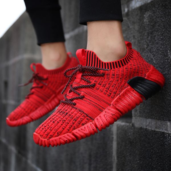 

sneakers mens running shoes outdoor lace up sports shoes men knit upper breathable comfortable low boots jogging run