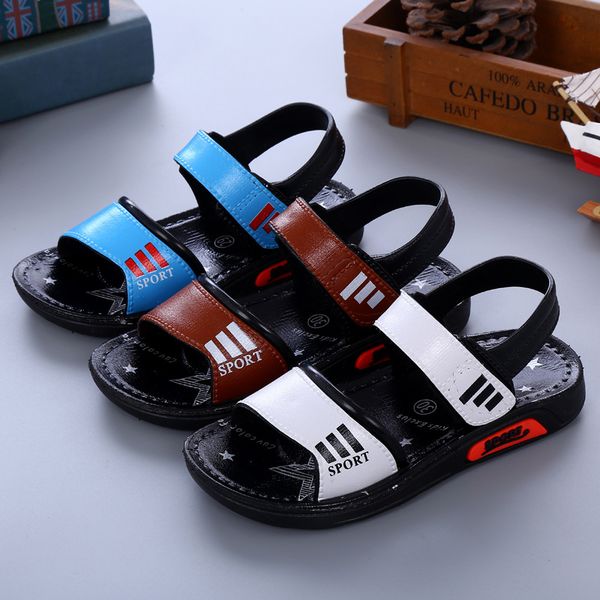 

summer children's sandals, boys and girls' shoes, anti-skid and wear-resistant beach shoes, magic stickers, Black;red