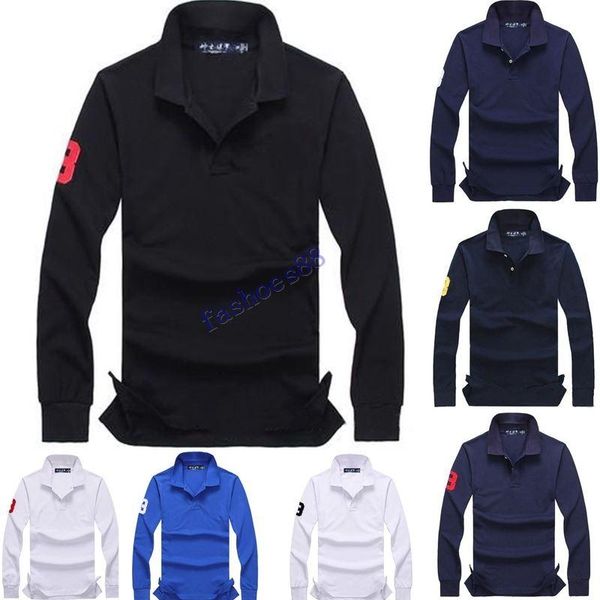 

оптовая продажа 2017 осень и зима новый высококачественный 100% хлопок мужская мода с длинными рукавами рубашки поло повседневная мужская ру, White;black