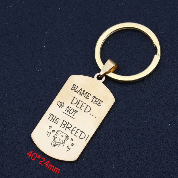 

for dog lover stainless steel keychain gift engraved blame the deed not the breed charm key ring holder exclusive tag, Silver