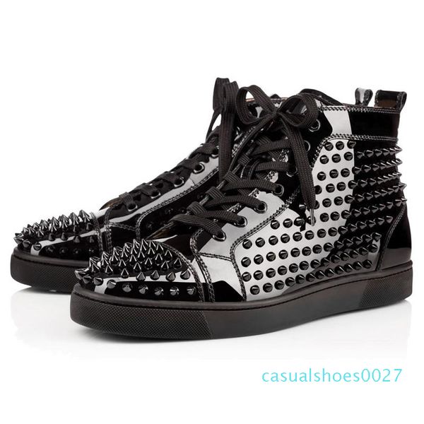 

luxury designer shoes for men women casual chaussures triple black white red rivet spike suede leather flats bottoms sneakers 36-47 c27