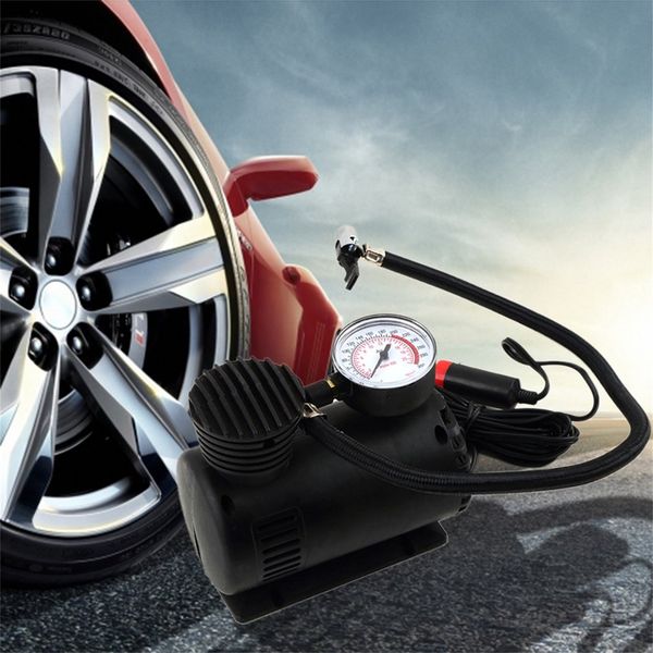 

black portable versatile 12v 300psi car tire tyre inflator pump mini compact compressor pump car bike tyre air inflator