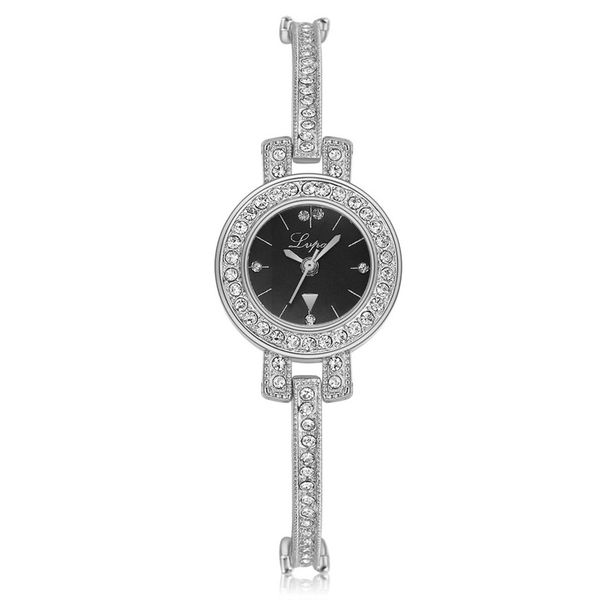 

genboli business simple women quartz watches shining rhinestone slim chain small round bracelet ladies casual dress wristwatch, Slivery;brown