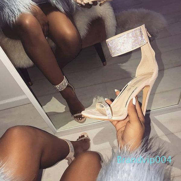 

lucky2019 сверкающая звезда стиль горный хрусталь туфли на высоком каблуке сандалии да сделать 40, Black