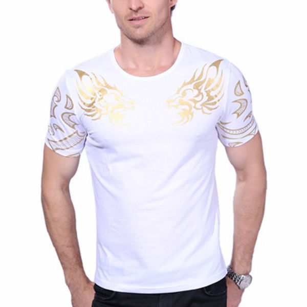 

2020 fashion designer short t-shirt dragon print round neck short sleeve style neck t-shirt 100% cotton short-sleeved men's clothes, White;black