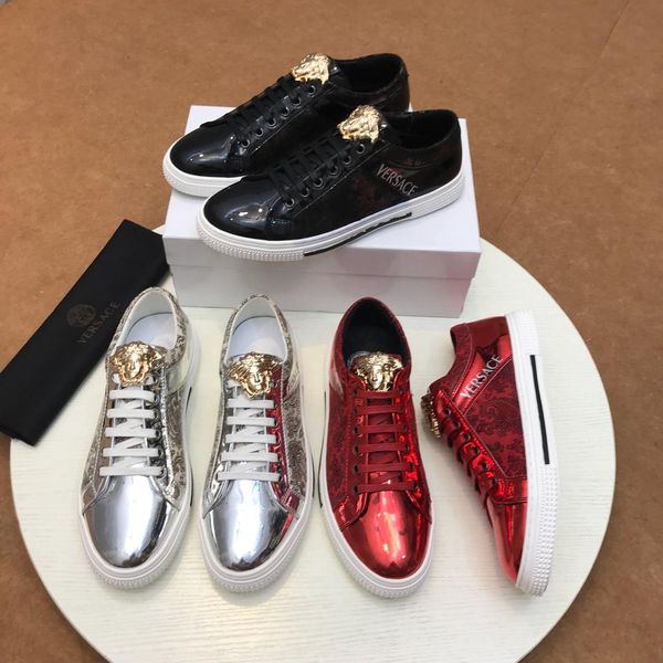 

fast delivery classic style luxury men's casual sneakers fashion trendy design men's shoes three platforms classic retro medusa pa, Black