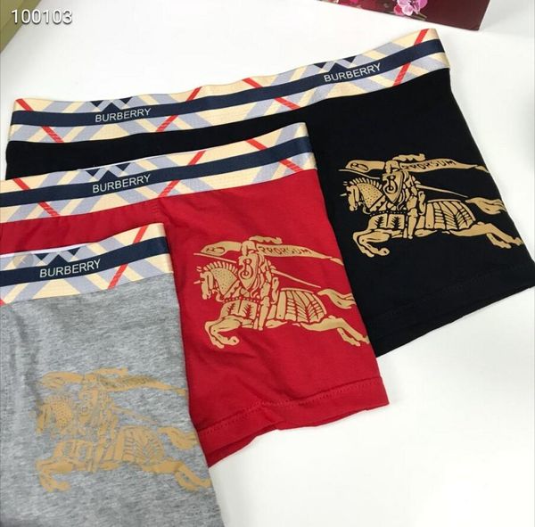 

100% new men grid printed cotton boxer briefs, Black;white