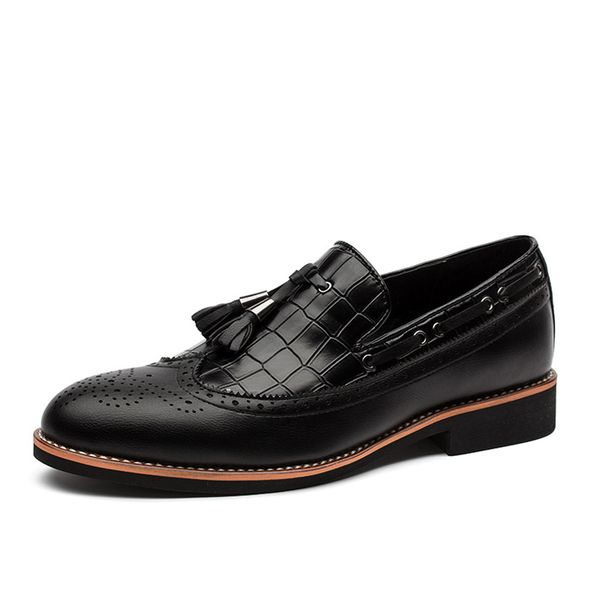 

men microfibe genuine designer mens dress shoes classic bullock formal oxford shoes for men footwear wedding, Black
