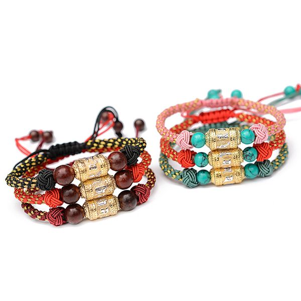 

fashion six-character mantra y adjustable bracelets hand woven men and women bracelets sale, Golden;silver