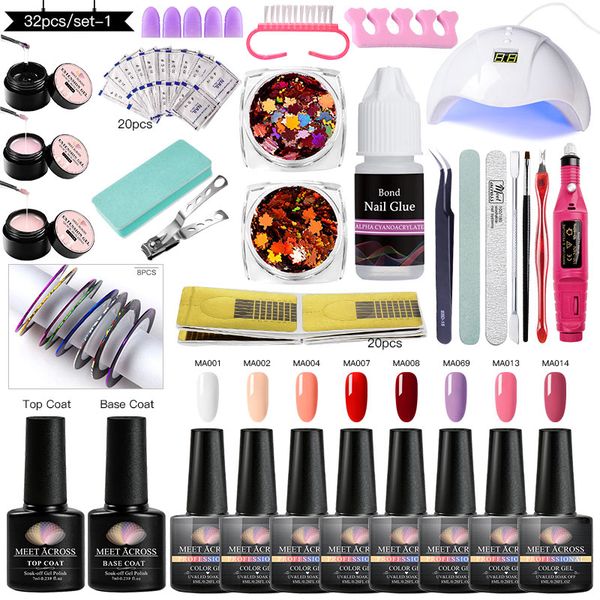

nail art set uv led lamp dryer 10pcs nail gel polish kit soak off manicure tools set electric drill for art tools