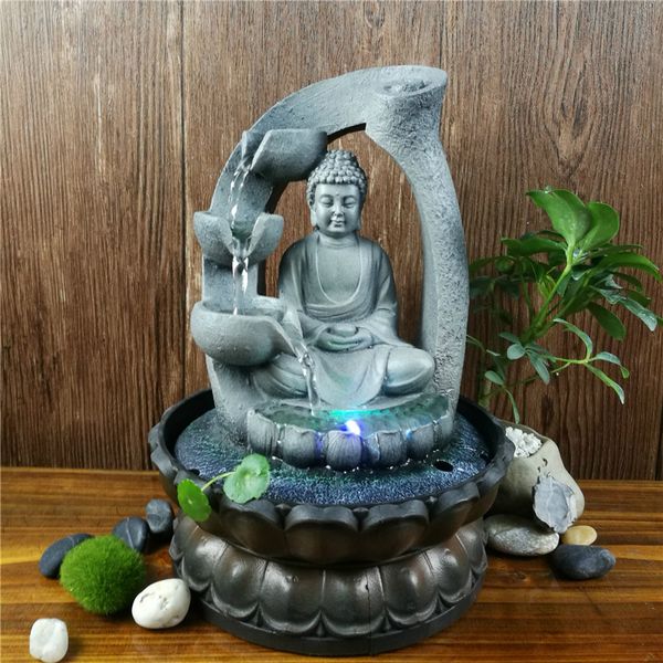 

resin zen lotus buddha statue led fountain fengshui figurines home office deskdecoration meditation space garden ornaments