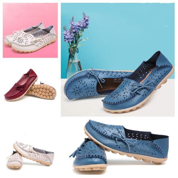 

new flat shoes doug lazy shoes loafers sandals summer hole soft shallow flats chaussures breathable leather shoes t2b5003, Blue;gray