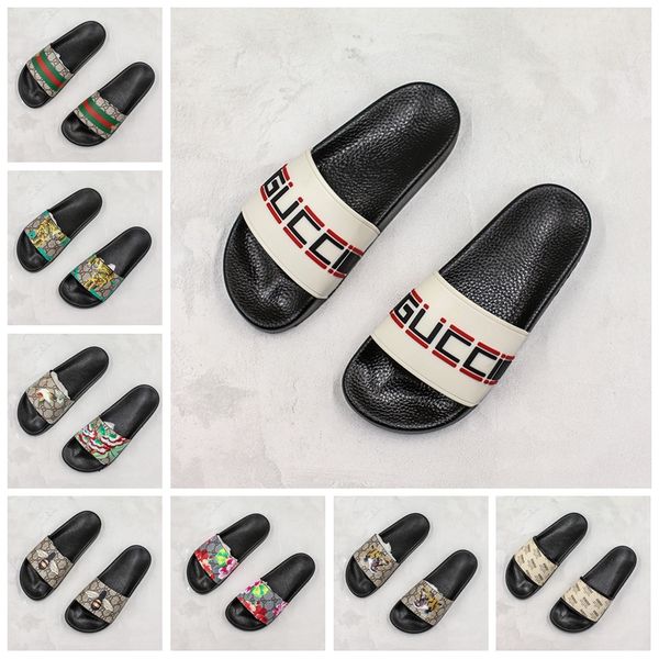 

with box]ace sneaker bee tiger stripes slider pool flip flops mens designer slippers for women fashion sandals scuffs white slides loafers, Black