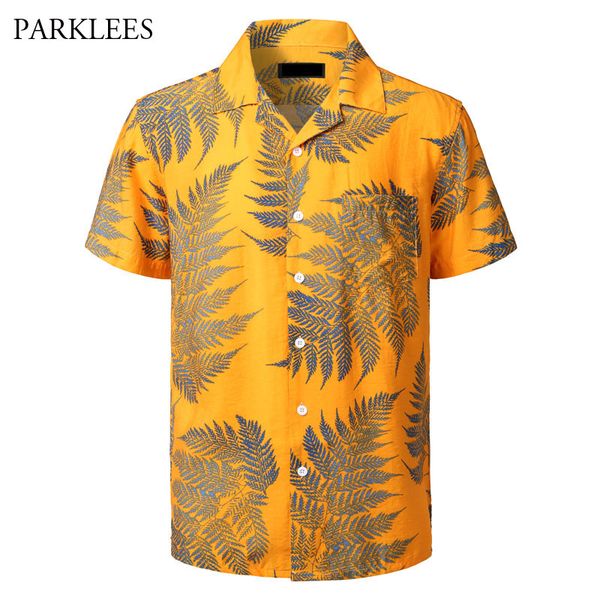 

yellow hawaii shirt men 2020 summer brand tropical beach shirt short sleeve holiday party aloha shirts casual hawaiian shirts, White;black