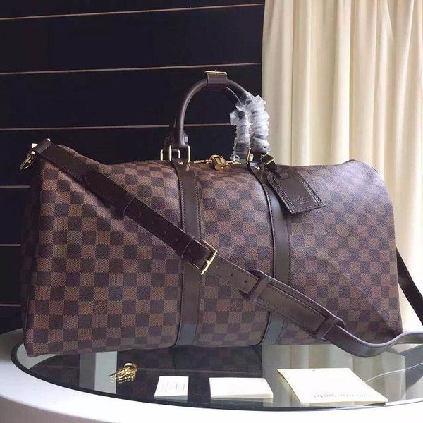 

50 keepall b travel bag damier n41427 handbags oxidized real leather iconic shoulder bag totes cross body business messenger bags