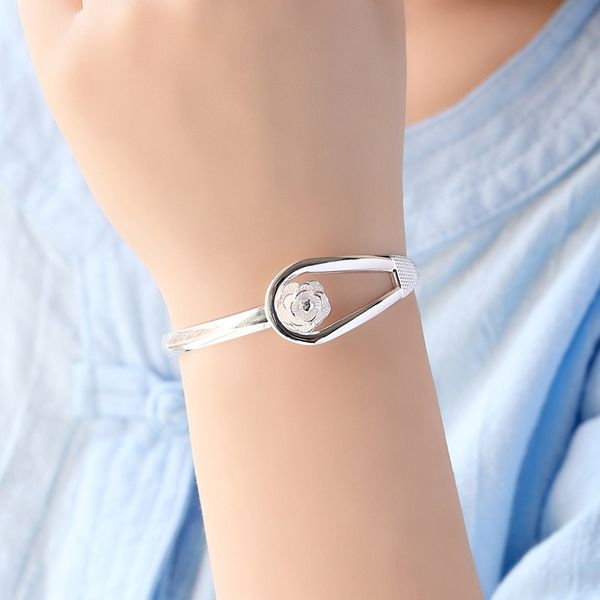 

jade carved bracelet simple rose charm bracelets bangle cuff band for women designer jewelry 925 sterling silver bangle, Black