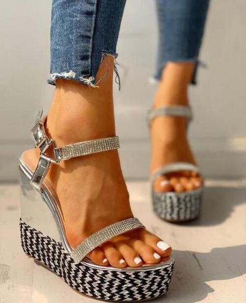

nausk womens fashion open toe ankle platform wedges shoes ladies roman sandals buty damskie wedges shoes mujer 2020, Black