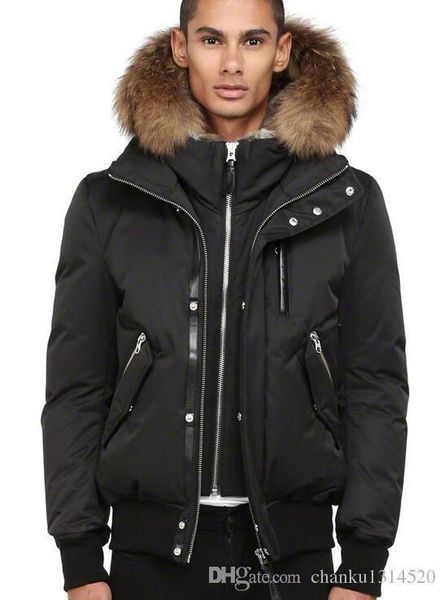 

мужская пуховик winter mac-dix-f4-a103 вниз parkas brand real raccoon fur collar белая утка верхняя одежда пальто с меховым капюшоном, Black
