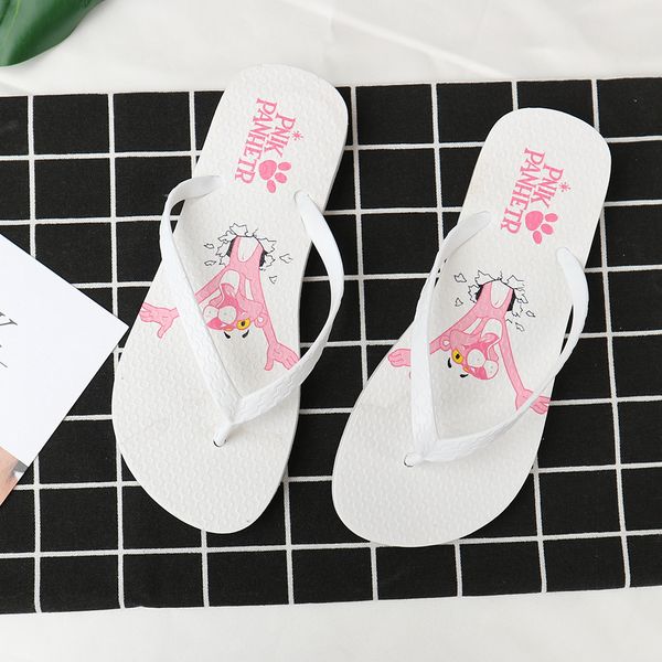 

2019 luxury designer womens shoes flat lovely patternprint designer sandals pvc slippers anti-slip flip-flops white size 36-40, Black