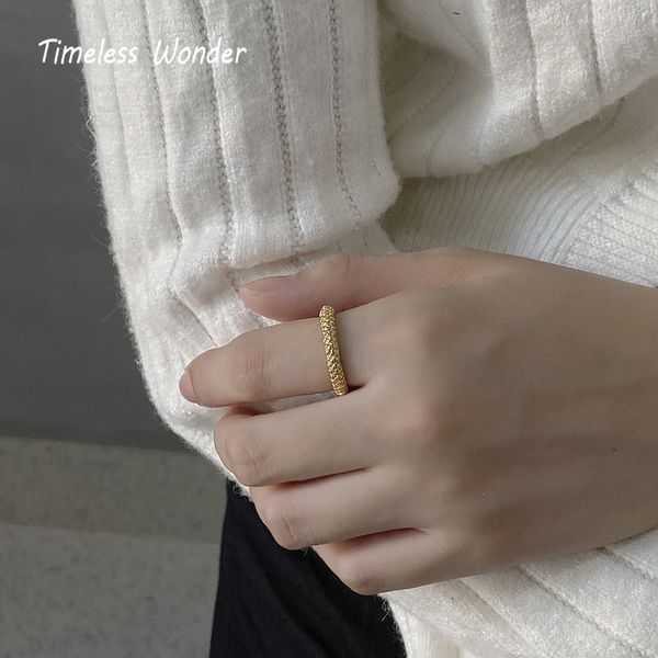 

timeless wonder 925 sterling sliver bumpy geo statement rings women jewelry punk gothic ins hiphop boho rock fine new 3393, Golden;silver