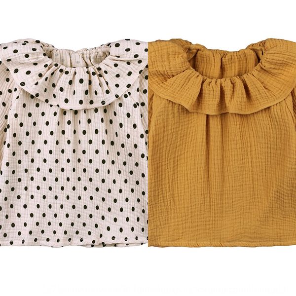 

es7vq 2020 summer clothes girls cotton and linen doll collar polka dot kid baby shirt tong chen shan tong chen shan jacket children's s, White;black