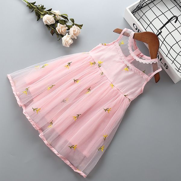 

0-6 years girl dress 2019 summer new fashion casual flower kid children formal party birthday princess girl dress, Red;yellow