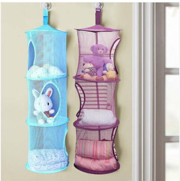 

convenience wholesales 2019 foldable storage bag hanging basket bedroom cylindrical cage