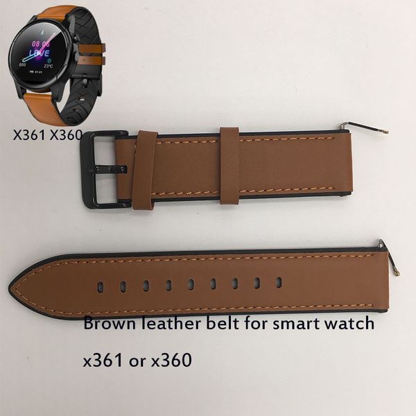 Pulseira de relógio cinto capa traseira para x361 x360 relógio inteligente telefone carregador cabo capa traseira repalcement cinto de couro marrom preto