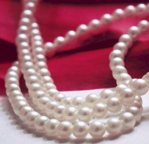 

7-8mm circle light natural pearl freshwater chain necklace ing, Silver