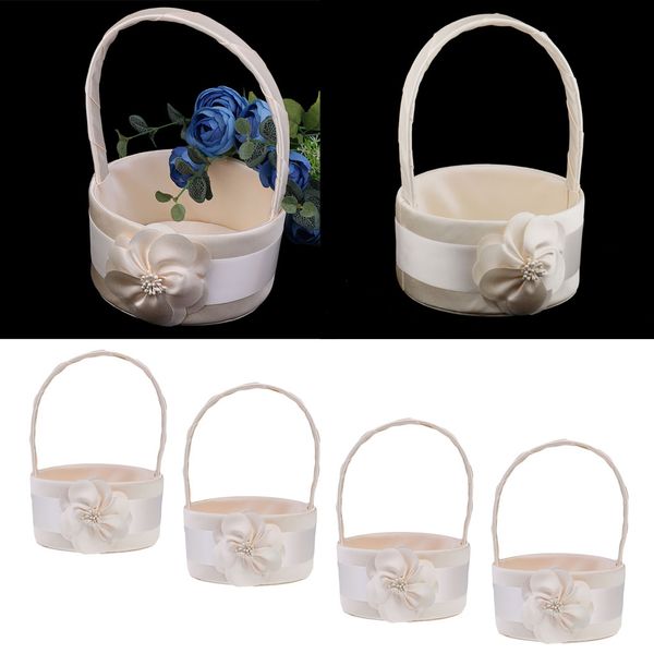 

pack of 4 wedding ceremony flower girl basket bridesmaid bud flower round design