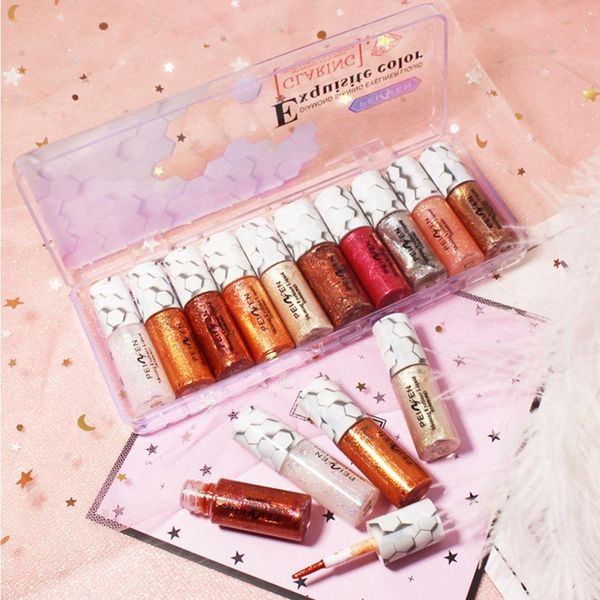 

10-color shimmer eyeshadow liquid long-lasting waterproof smudge-proof luminous liquid eye shadow cosmetic good use e1