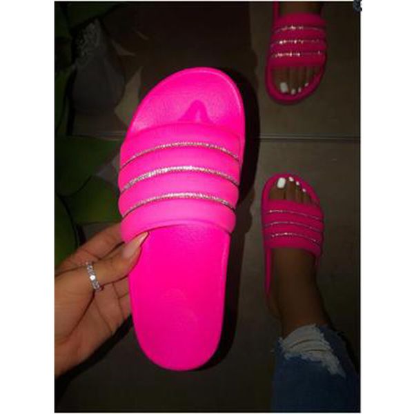 

2020 summer new women's slippers flat low heel bling female fashion shoes open toes colorful beach sandals plus size, Black