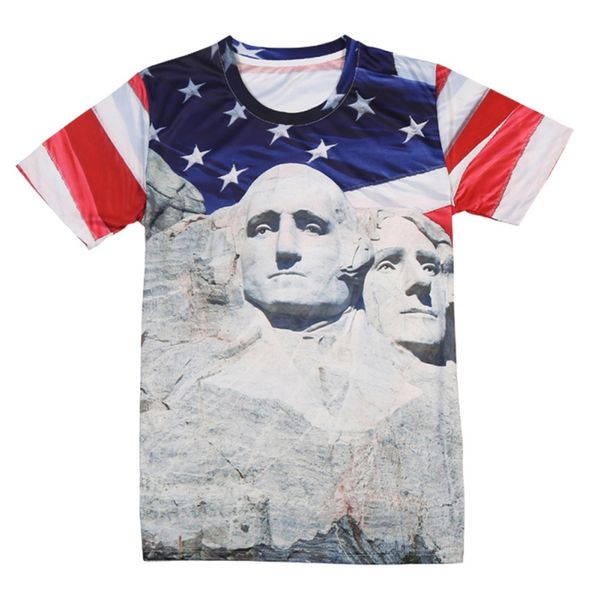 

men summer running t-shirts independence day theme 3d print short sleeve sports wear men shirts outdoor, Black;red
