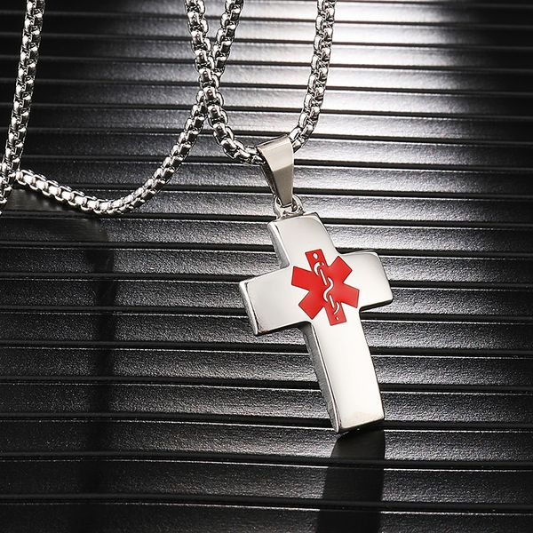 

крест ожерелье кулон христианские ювелирные изделия знак оптовая продажа 316l нержавеющая сталь золото персонализированные крест ожерелье му, Silver