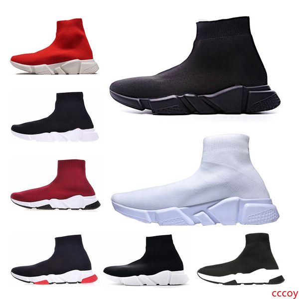 

brand sock shoe speed knitted trainers casual sneakers speed trainer sock race fashion black shoes men women sports shoes all red 36-45