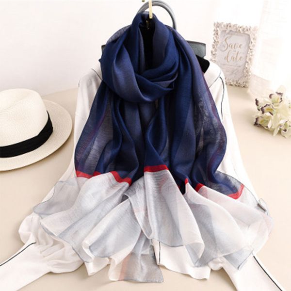 

fashion 2020 silk wool scarf for women lady scarves shawl female wraps bandana foulard hijabs print soft beach stoles, Blue;gray