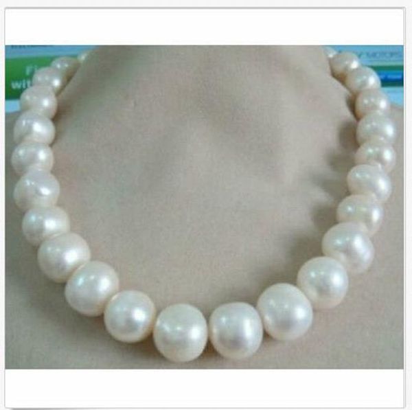 

natural huge 12-15mm south sea white pearl necklace 18" 14k yellow gold clasp, Silver