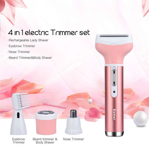 

kemei 6637 4 in 1 electric epilator female leg bikini cortapelos para nariz rotativa removal epilator face shaver depilador ljoms