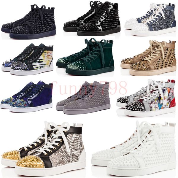 

Дизайнер роскошных мужских ботинок Red Bottoms High help Кристиан Боттом Louboutin Krystal Spike Донна мужчины Wave Runner женщины кроссовки chaussures